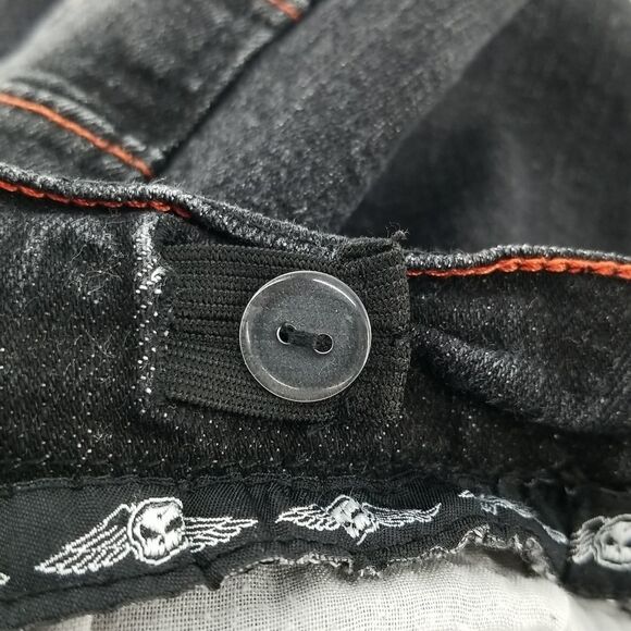 No Fear Jeans Boys Size 12 Youth Black Denim Skinny Waist Button Distressed - Picture 13 of 14